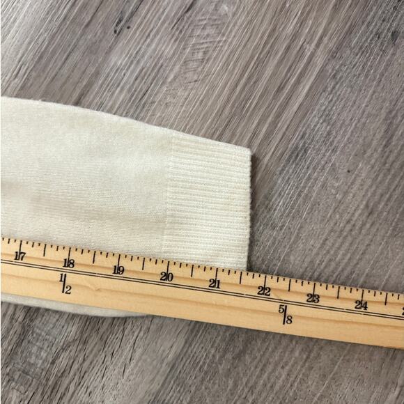 Chico’s Women’s Medium Cream Open Front Drape Cardigan Zip Pockets - Picture 12 of 12